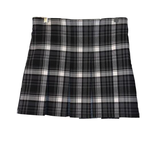 Shinestar Black Plaid Pleated Stretch Waist Skirt Women’s Size L - Picture 5 of 7
